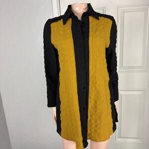 IC by Connie K Women's Shirt Top S Tunic Blouse Art to Wear Crinkle Button M3-29